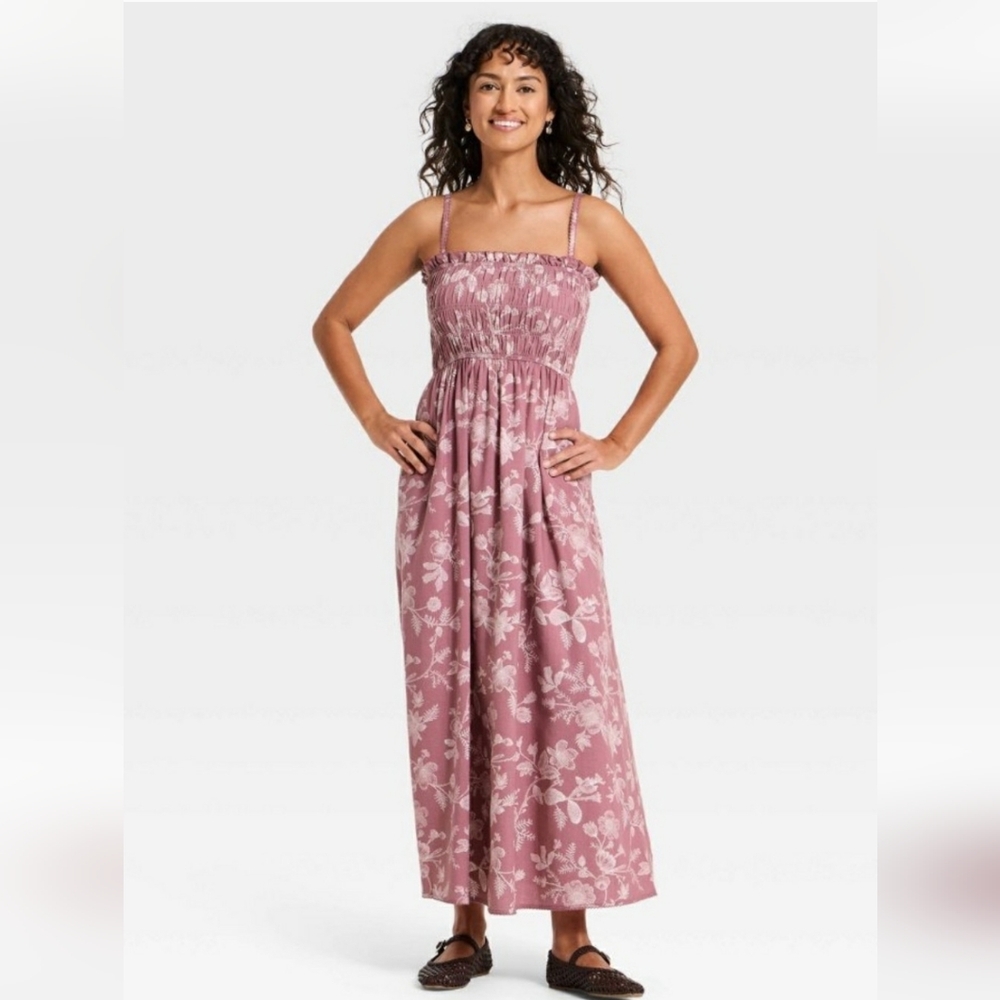 Women's Sleeveless Ruffle Maxi Floral Sundress - Universal Thread - Mauve - S
